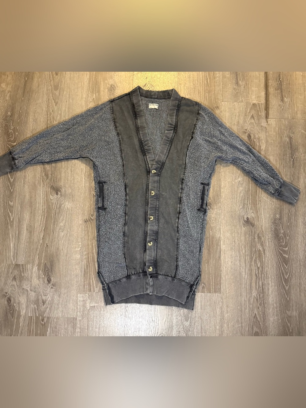 Free People Washed Black Dreamy Blue Cardi - Picture 3 of 6